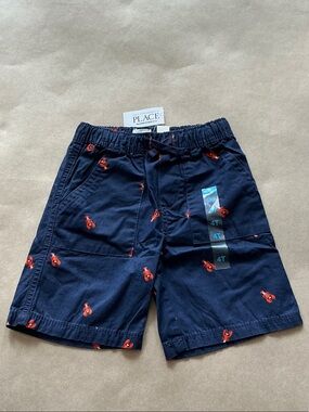 The Children's Place Navy Shorts with Red Crab Print
